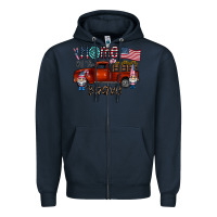 Navy home of the brave Zipper Hoodie - CowhideDigitalArt