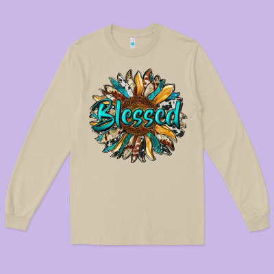 Blessed Sunflower Long Sleeve Tee Designed By Ranaportraitstore