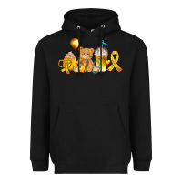 Black childhood cancer ribbon and coffee cups Heavyweight Hoodie - AdoDesignShop