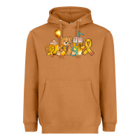 Meerkat childhood cancer ribbon and coffee cups Heavyweight Hoodie - AdoDesignShop