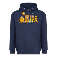 Navy childhood cancer ribbon and coffee cups Heavyweight Hoodie - AdoDesignShop
