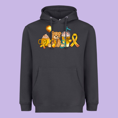 Childhood Cancer Ribbon And Coffee Cups Heavyweight Hoodie Designed By Adodesignshop