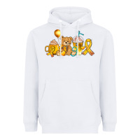 White childhood cancer ribbon and coffee cups Heavyweight Hoodie - AdoDesignShop