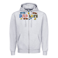 Heather Grey dad life  libbey glass Zipper Hoodie - HRA Design Shop