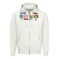 Oatmeal Heather dad life  libbey glass Zipper Hoodie - HRA Design Shop