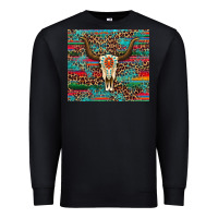 Black western serape leopard bull skull turquoise tumbler Premium Sweatshirt - Artiststas