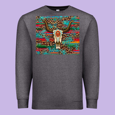 Western Serape Leopard Bull Skull Turquoise Tumbler Premium Sweatshirt Designed By Artiststas