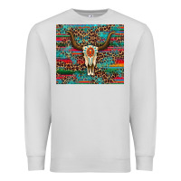 Dove Grey western serape leopard bull skull turquoise tumbler Premium Sweatshirt - Artiststas