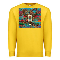 Lemon western serape leopard bull skull turquoise tumbler Premium Sweatshirt - Artiststas