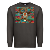 Smoke western serape leopard bull skull turquoise tumbler Premium Sweatshirt - Artiststas