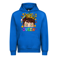 Cobalt LGBTQ+ Queer Portrait With Crown And Rainbow Urban Hoodie - BundleAndBundleShop