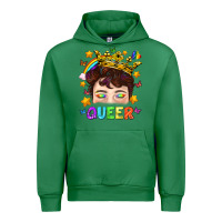 Emerald LGBTQ+ Queer Portrait With Crown And Rainbow Urban Hoodie - BundleAndBundleShop