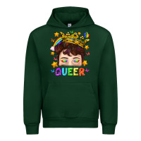 Forest Green LGBTQ+ Queer Portrait With Crown And Rainbow Urban Hoodie - BundleAndBundleShop
