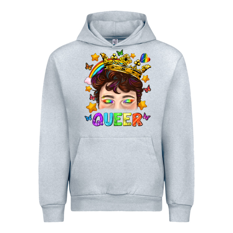 Lgbtq+ Queer Portrait With Crown And Rainbow Urban Hoodie by BundleAndBundleShop | Teevron