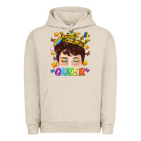 Pigment French Oak LGBTQ+ Queer Portrait With Crown And Rainbow Urban Hoodie - BundleAndBundleShop