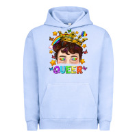 Pigment Grape Ice LGBTQ+ Queer Portrait With Crown And Rainbow Urban Hoodie - BundleAndBundleShop