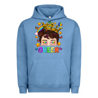 Pigment Pebble Blue LGBTQ+ Queer Portrait With Crown And Rainbow Urban Hoodie - BundleAndBundleShop