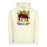 Pigment Pistachio LGBTQ+ Queer Portrait With Crown And Rainbow Urban Hoodie - BundleAndBundleShop