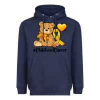 Navy childhood cancer and cancer ribbon Heavyweight Hoodie - AdoDesignShop