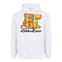 White childhood cancer and cancer ribbon Heavyweight Hoodie - AdoDesignShop