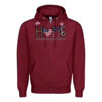 Burgundy home of the free beacuse of the brave Zipper Hoodie - CowhideDigitalArt