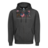 Charcoal Heather home of the free beacuse of the brave Zipper Hoodie - CowhideDigitalArt