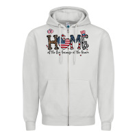 Dove Grey home of the free beacuse of the brave Zipper Hoodie - CowhideDigitalArt