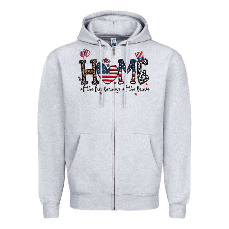 Home Of The Free Beacuse Of The Brave Zipper Hoodie by CowhideDigitalArt | Teevron