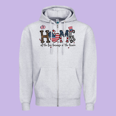 Home Of The Free Beacuse Of The Brave Zipper Hoodie Designed By Cowhidedigitalart