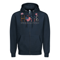 Navy home of the free beacuse of the brave Zipper Hoodie - CowhideDigitalArt