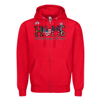 Red home of the free beacuse of the brave Zipper Hoodie - CowhideDigitalArt