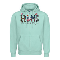 Seafoam home of the free beacuse of the brave Zipper Hoodie - CowhideDigitalArt