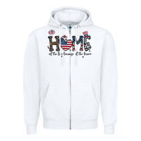 White home of the free beacuse of the brave Zipper Hoodie - CowhideDigitalArt