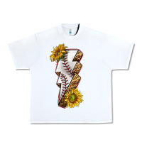White sport baseball  lightning bolt Urban Heavy Tee - texasbilliewilder