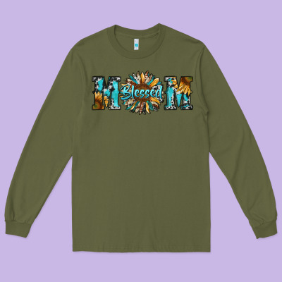 Blessed Mom Long Sleeve Tee Designed By Ranaportraitstore