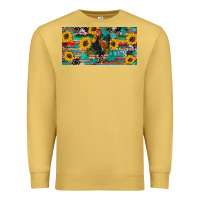 Antique Gold western coop animals rooster sunflowers cowhide wooden serape glitter Premium Sweatshirt - Artiststas