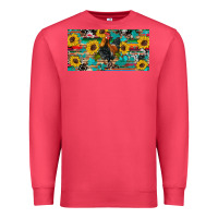 Cardinal western coop animals rooster sunflowers cowhide wooden serape glitter Premium Sweatshirt - Artiststas
