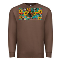 Chestnut western coop animals rooster sunflowers cowhide wooden serape glitter Premium Sweatshirt - Artiststas