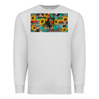 Dove Grey western coop animals rooster sunflowers cowhide wooden serape glitter Premium Sweatshirt - Artiststas