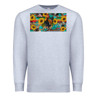 Heather Grey western coop animals rooster sunflowers cowhide wooden serape glitter Premium Sweatshirt - Artiststas