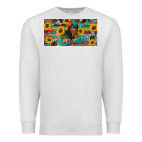 Oatmeal Heather western coop animals rooster sunflowers cowhide wooden serape glitter Premium Sweatshirt - Artiststas