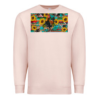 Pale Pink western coop animals rooster sunflowers cowhide wooden serape glitter Premium Sweatshirt - Artiststas