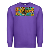 Purple western coop animals rooster sunflowers cowhide wooden serape glitter Premium Sweatshirt - Artiststas