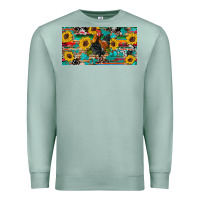 Seafoam western coop animals rooster sunflowers cowhide wooden serape glitter Premium Sweatshirt - Artiststas