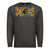 Smoke western coop animals rooster sunflowers cowhide wooden serape glitter Premium Sweatshirt - Artiststas