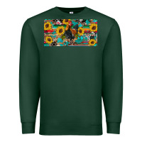 Sports Green western coop animals rooster sunflowers cowhide wooden serape glitter Premium Sweatshirt - Artiststas