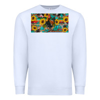 White western coop animals rooster sunflowers cowhide wooden serape glitter Premium Sweatshirt - Artiststas