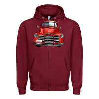 Burgundy western red truck front view Zipper Hoodie - FaDigitalArtStudio