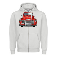 Dove Grey western red truck front view Zipper Hoodie - FaDigitalArtStudio
