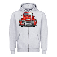 Heather Grey western red truck front view Zipper Hoodie - FaDigitalArtStudio
